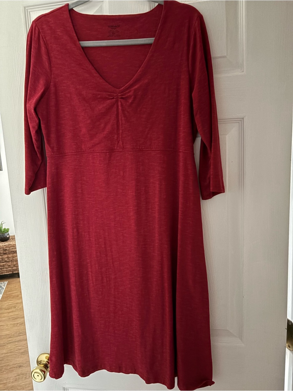Toad&Co Crimson V-Neck 3/4 Sleeve Tunic Dress